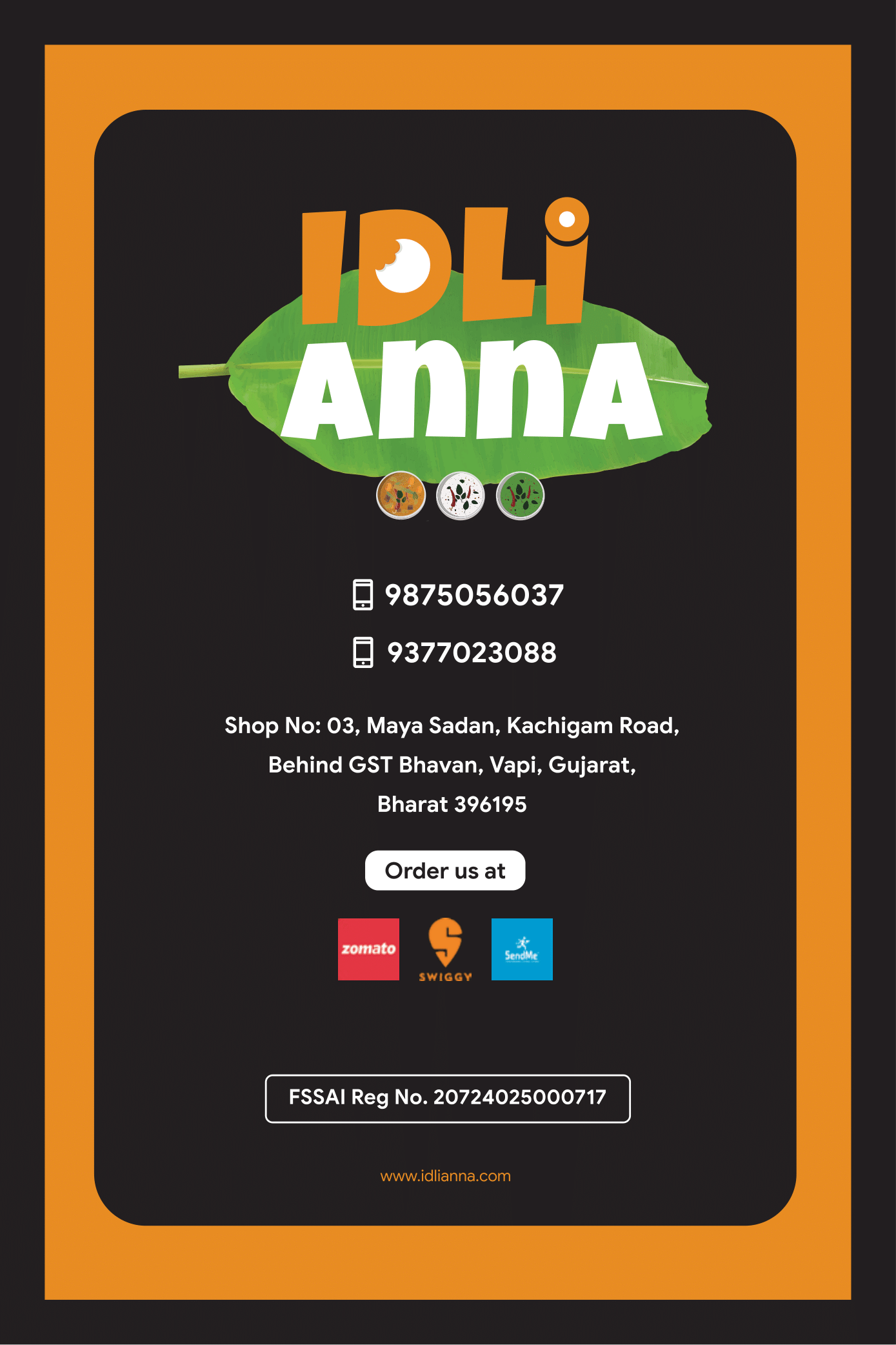 IdliAnna Menu
